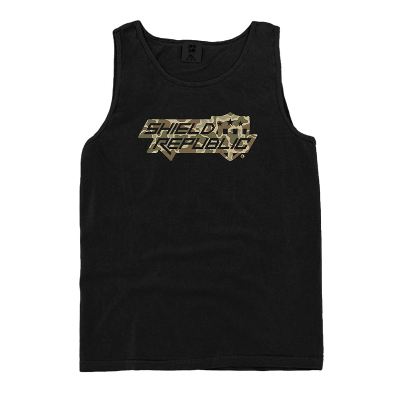 Load image into Gallery viewer, Shield Republic Duck Camo Stacked Logo (Front)
