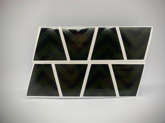 BLACKED OUT BLACK AND YELLOW CHEVRON REFLECTIVE HELMET (TET) TETRAHEDRON 8 PACK