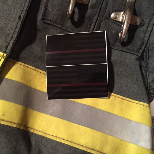 BLACKED OUT THIN RED LINE AMERICAN FLAGS REFLECTIVE HELMET DECAL