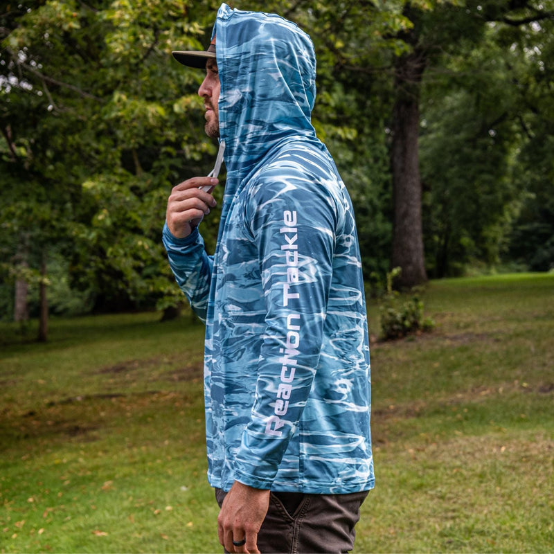 Load image into Gallery viewer, Reaction Tackle SPF UPF 50+ Long Sleeve Hooded Fishing Shirt