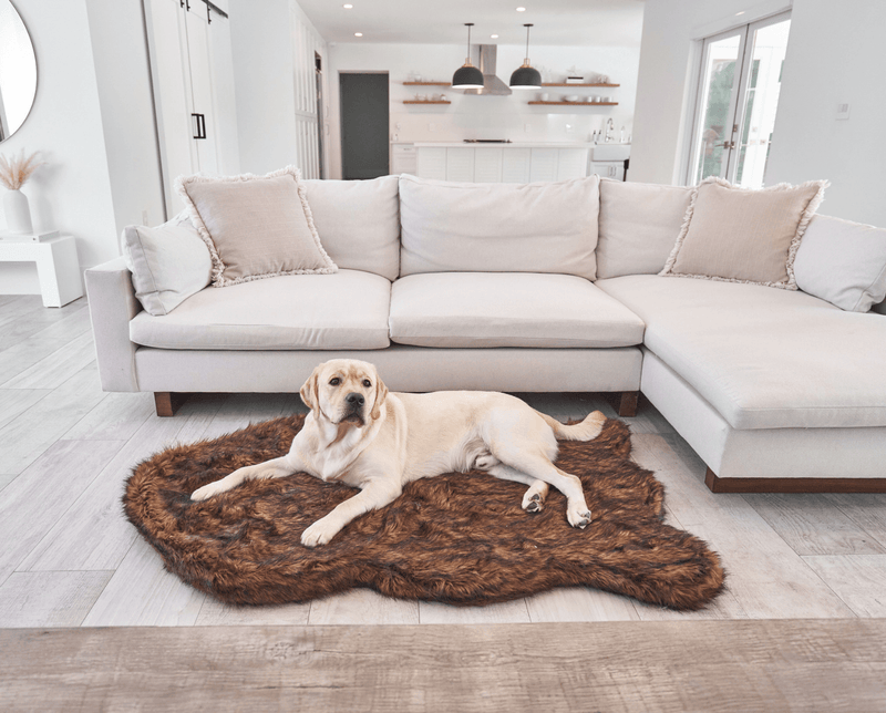 Load image into Gallery viewer, PupRug by Paw.com® Faux Fur Orthopedic Dog Bed - Curve Brown