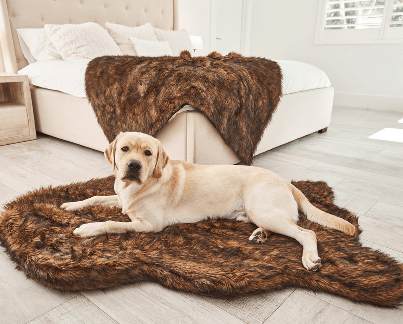 Load image into Gallery viewer, PupRug by Paw.com® Faux Fur Orthopedic Dog Bed - Curve Brown