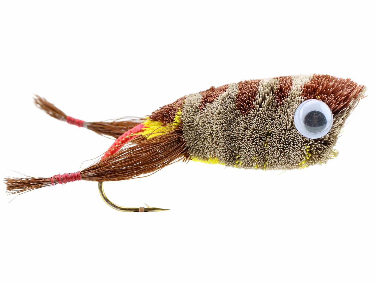 Deer Hair Frog Bass Bug Popper, Size 2 | Brown Frog | Qty. 2 | Wild Water Fly Fishing - Skoutley Outdoors LLC