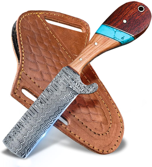 Custom Handmade Bull Cutters with Damascus Steel Blade – Ranch & Leatherwork Essential