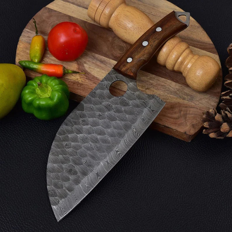 Load image into Gallery viewer, Custom Handmade Damascus Steel Cleaver Heavy Duty Chopper Chef Kitchen Knife Damascus Steel Cleaver