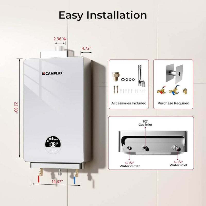 Load image into Gallery viewer, Indoor Propane/Natural Gas Tankless Water Heater 3.18 GPM | White