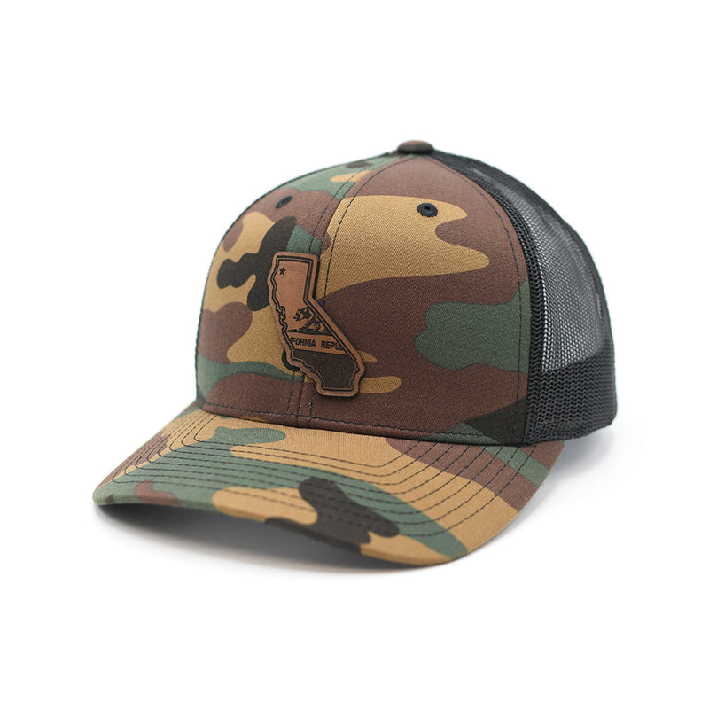 Load image into Gallery viewer, CA State Flag Leather Patch Hat