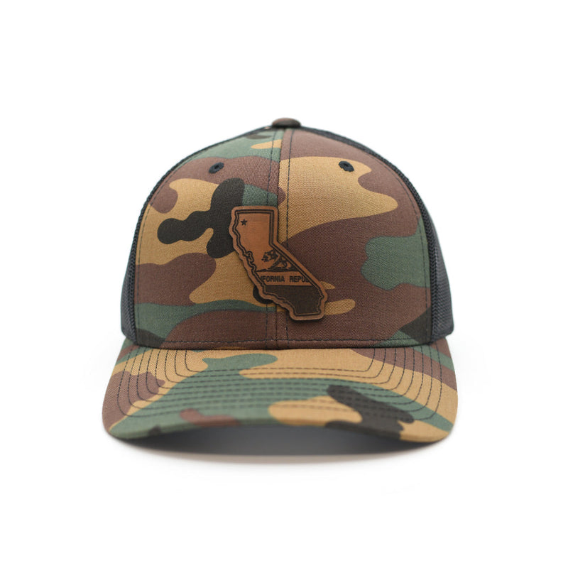 Load image into Gallery viewer, CA State Flag Leather Patch Hat