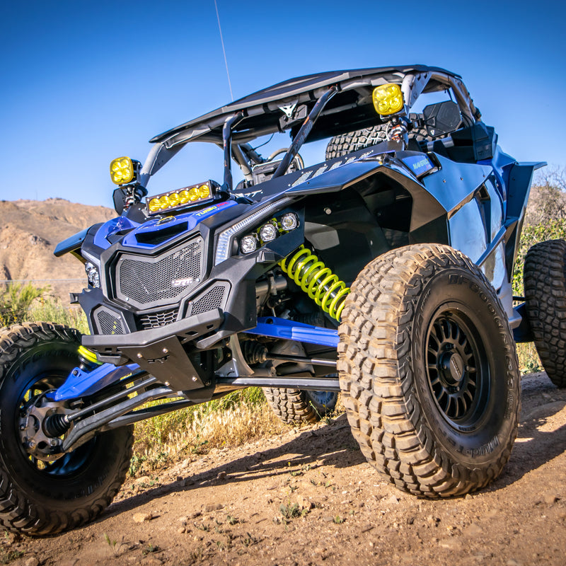 Load image into Gallery viewer, DRT front bumper bulkhead with pre drilled light install holes for Can-Am X3 trail lighting setup