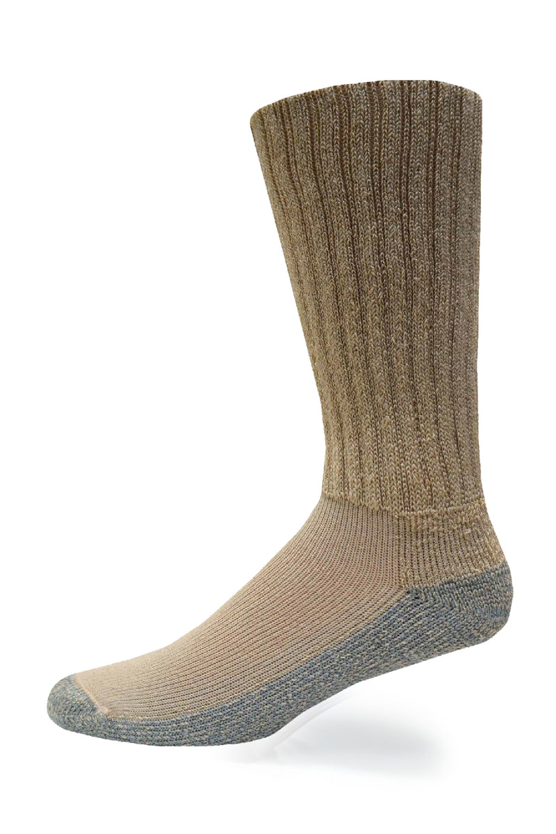 Load image into Gallery viewer, Cozy Diabetic Comfort Relax Fit Khaki Crew Socks