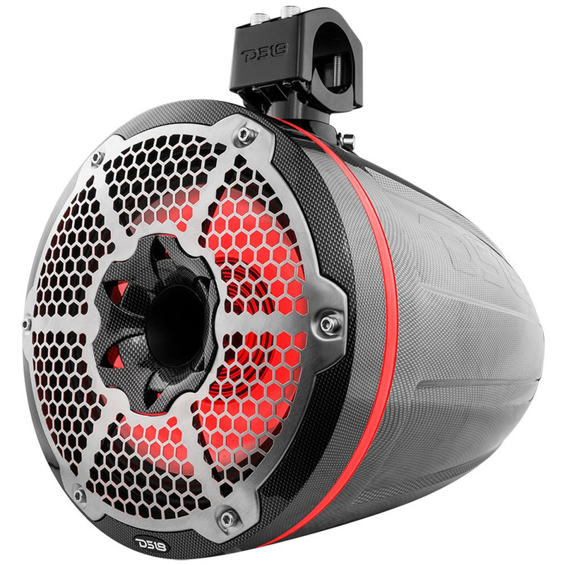 Load image into Gallery viewer, NXL 10" Neodymium Marine and Powersports Towers with Built-in Passive Radiator, 1" Driver and LED RGB Lights 300 Watts Rms -Black Carbon Fiber
