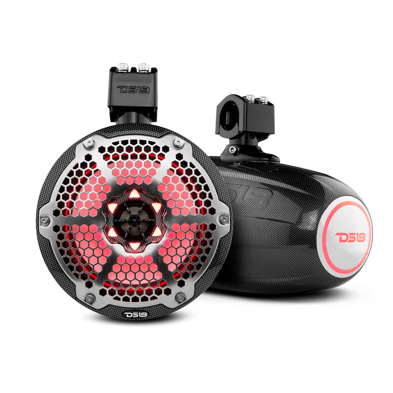 Load image into Gallery viewer, NXL 8" Marine and Powersports Towers LED RGB Lights 125 Watts Rms - Black Carbon Fiber