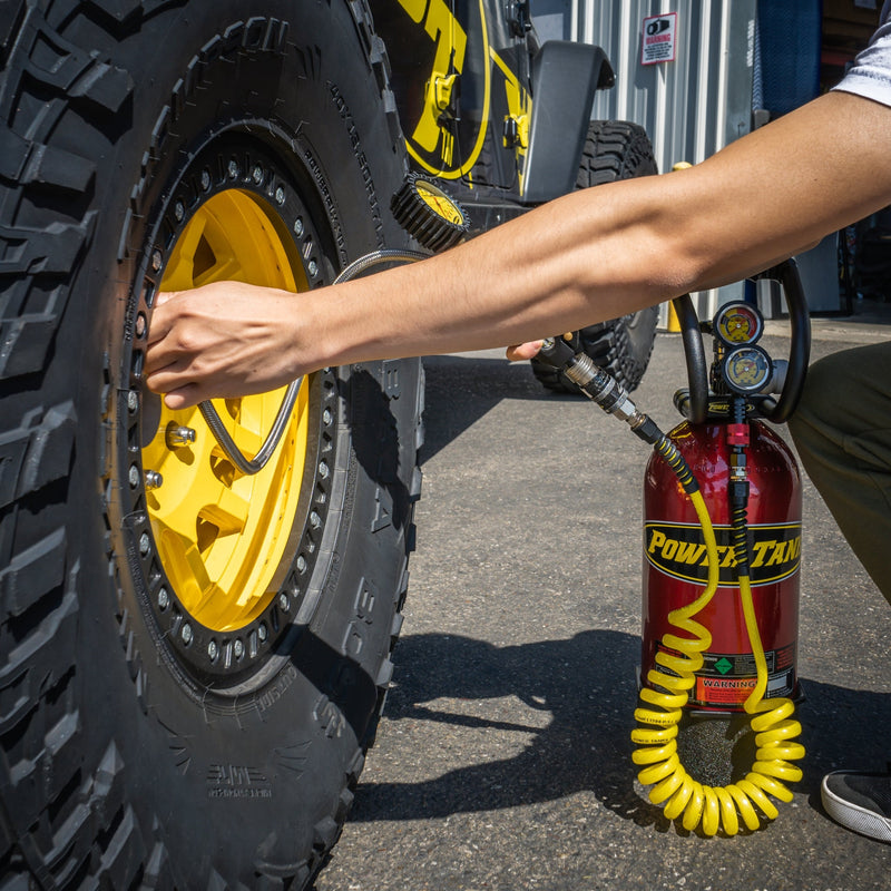 Load image into Gallery viewer, Air Hose 10 ft. Coiled 1/4" NPT Male Thread Superflex High Pressure Yellow Power Tank