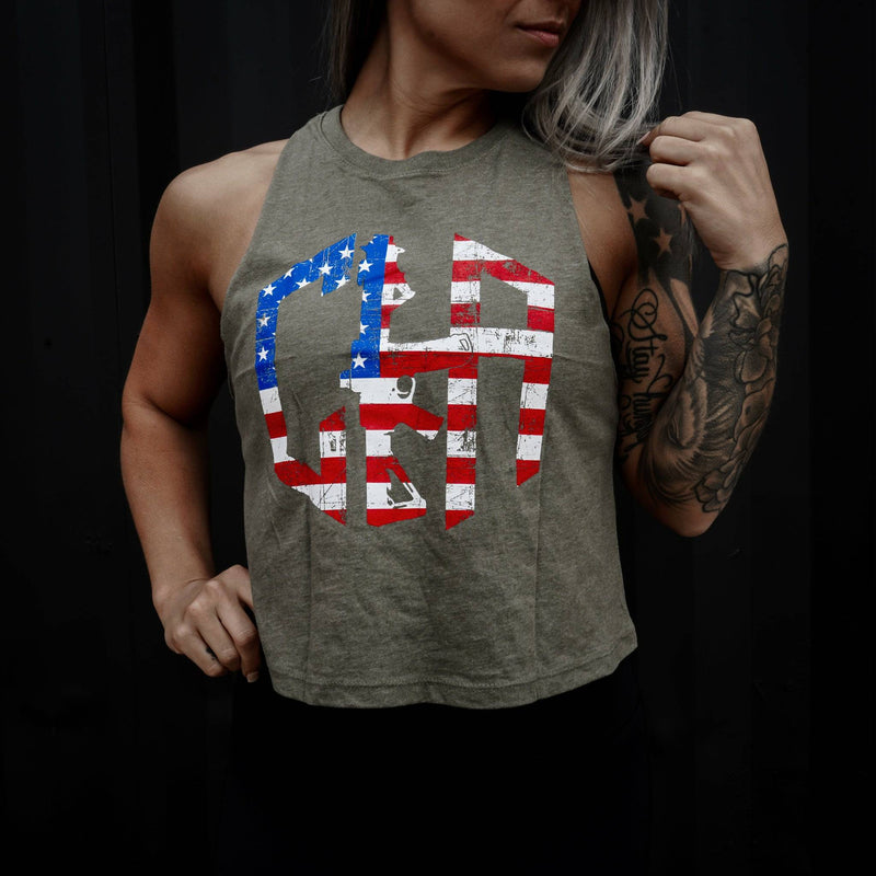 Load image into Gallery viewer, CIA Hex USA Edition Flowy Crop Top