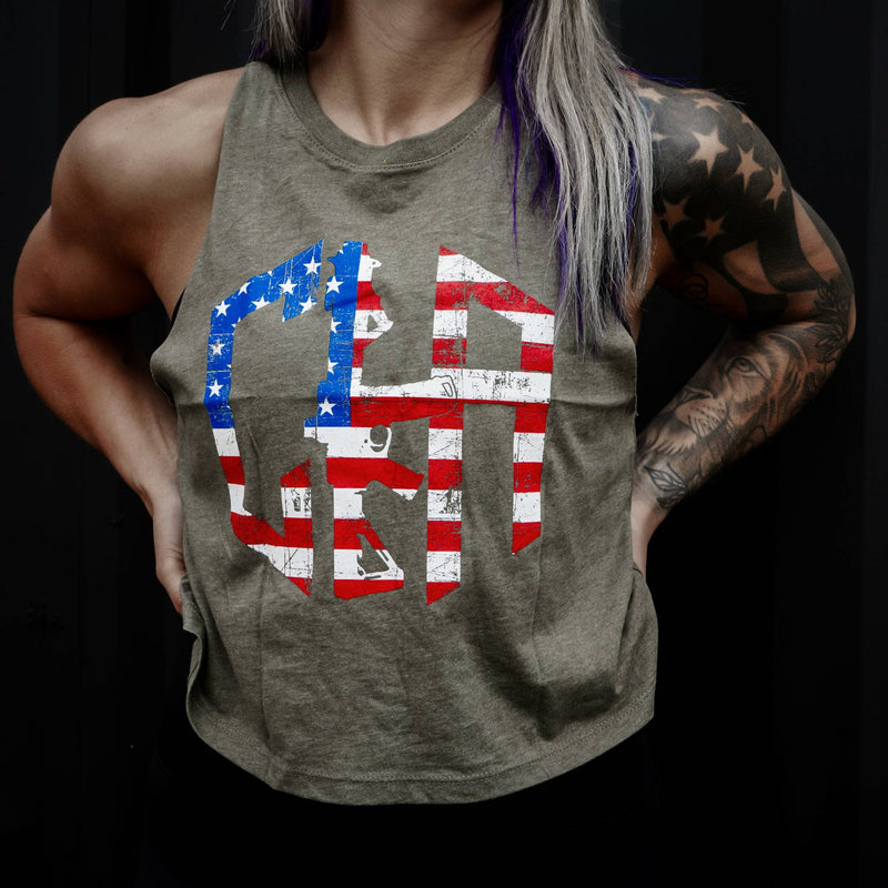 Load image into Gallery viewer, CIA Hex USA Edition Flowy Crop Top