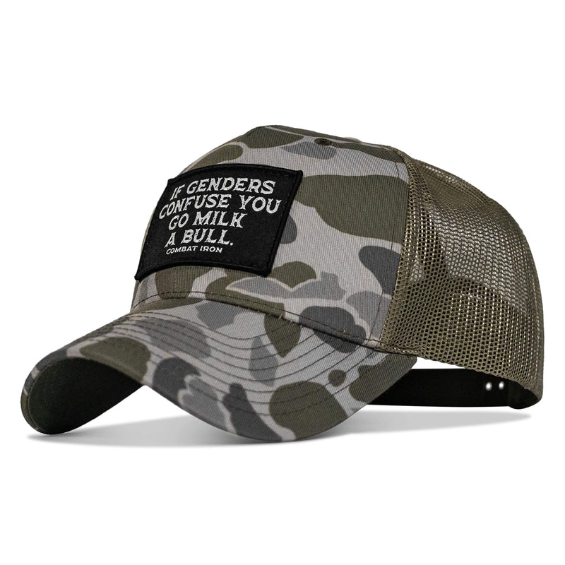 Load image into Gallery viewer, If Genders Confuse You, Go Milk A Bull Patch Snapback Hat