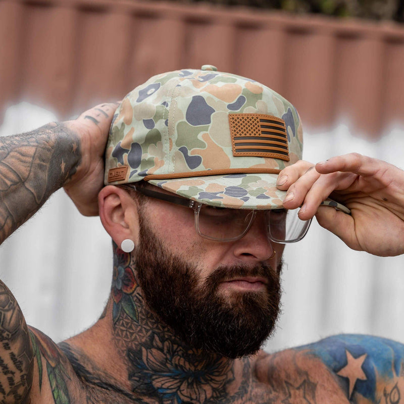 Load image into Gallery viewer, American Flag Leather Patch Crushable Rope Snapback Hat