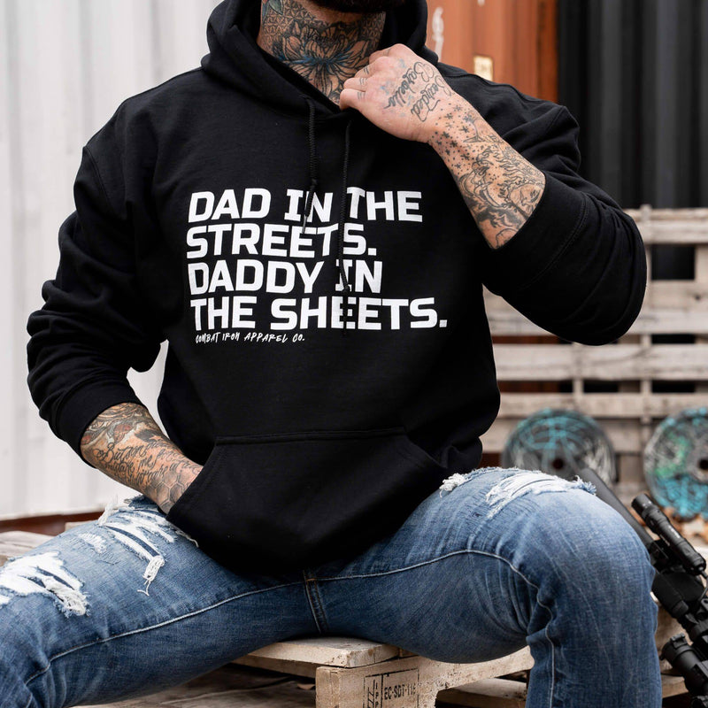 Load image into Gallery viewer, Dad In The Streets. Daddy In The Sheets. Men's Hoodie