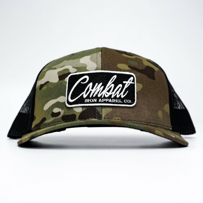 Load image into Gallery viewer, Combat Script Patch Mid-Profile Mesh Snapback Hat