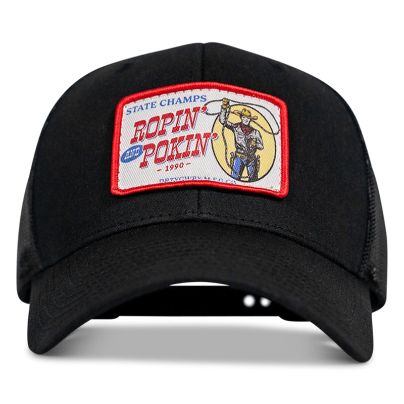Load image into Gallery viewer, Ropin' and Pokin' Dirty Cowboys Patch SnapBack Hat