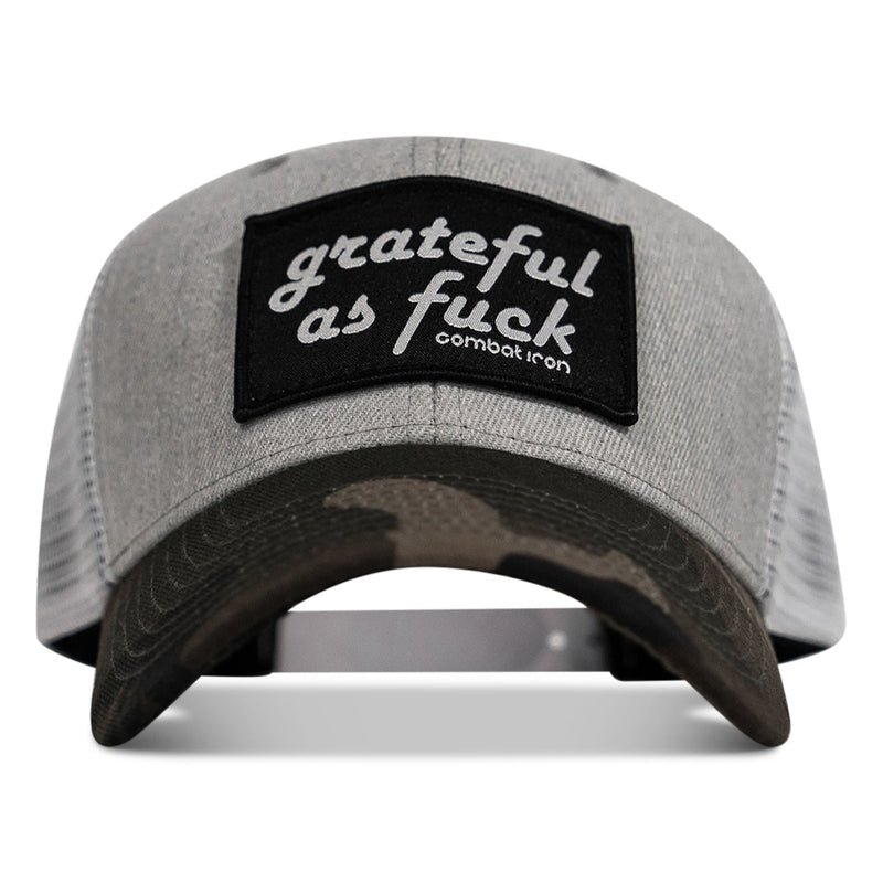 Load image into Gallery viewer, Grateful As F*ck Patch Mesh Snapback Hat