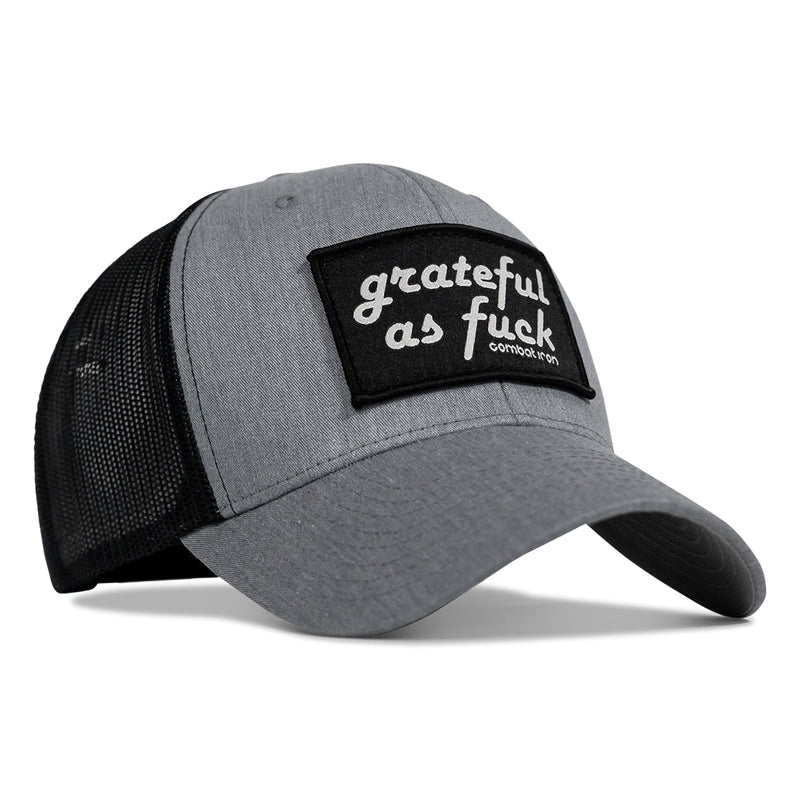 Load image into Gallery viewer, Grateful As F*ck Patch Mesh Snapback Hat