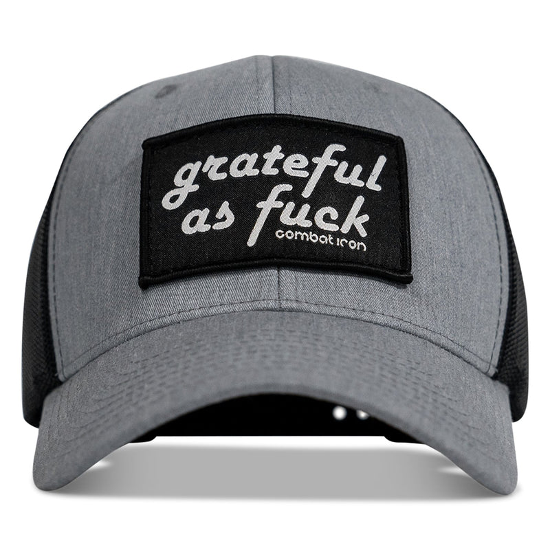 Load image into Gallery viewer, Grateful As F*ck Patch Mesh Snapback Hat