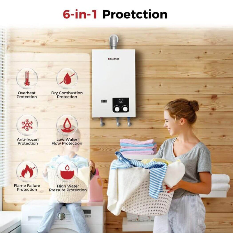 Load image into Gallery viewer, Camplux Tankless Propane Instant Hot Water Heater 2.64 GPM | White