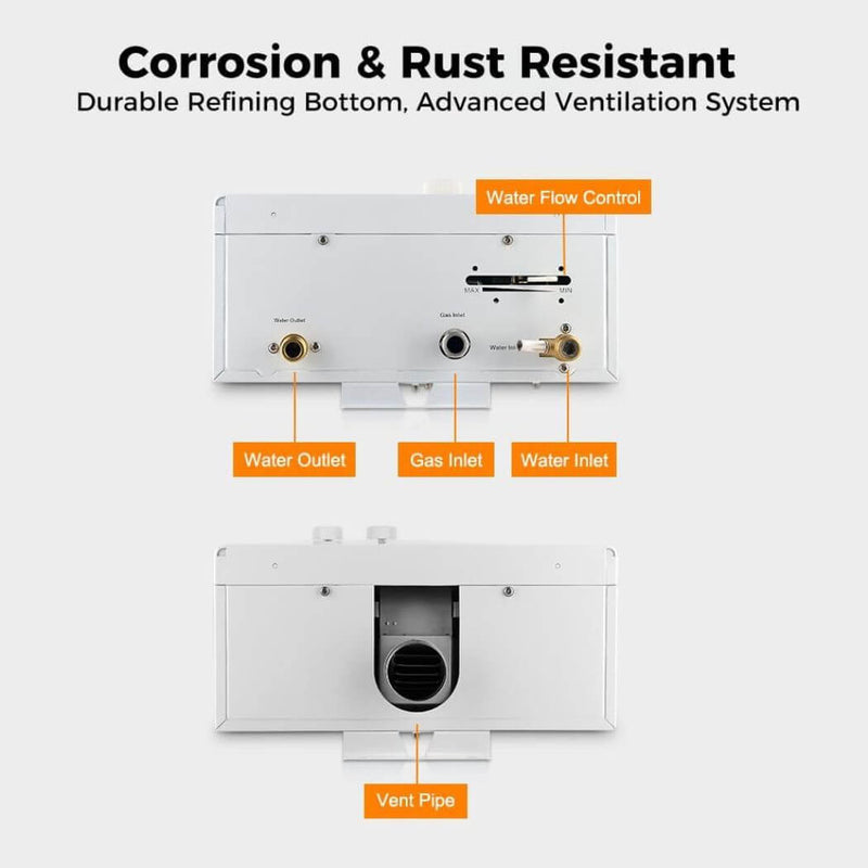 Load image into Gallery viewer, Camplux Tankless Propane Instant Hot Water Heater 2.64 GPM | White