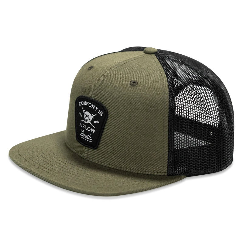 Load image into Gallery viewer, Comfort Is A Slow Death Patch Flatbill Snapback Hat