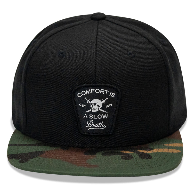 Load image into Gallery viewer, Comfort Is A Slow Death Patch Flatbill Snapback Hat