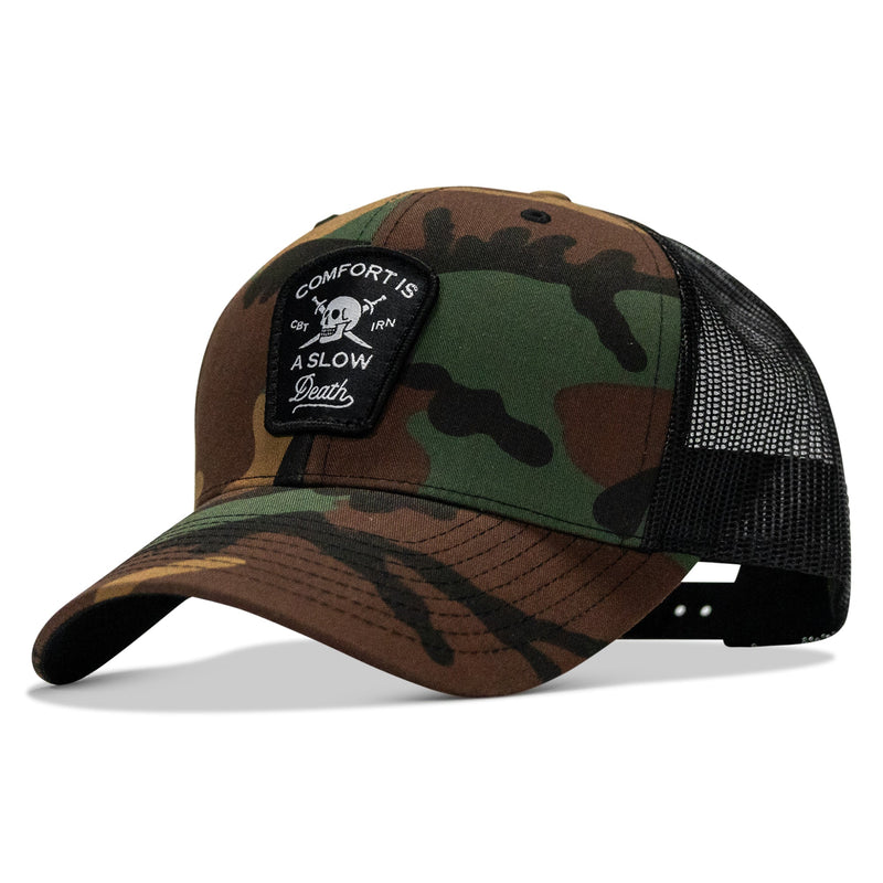 Load image into Gallery viewer, Comfort Is A Slow Death Patch Snapback Hat