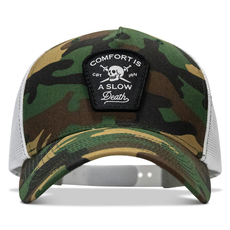 Load image into Gallery viewer, Comfort Is A Slow Death Patch Snapback Hat