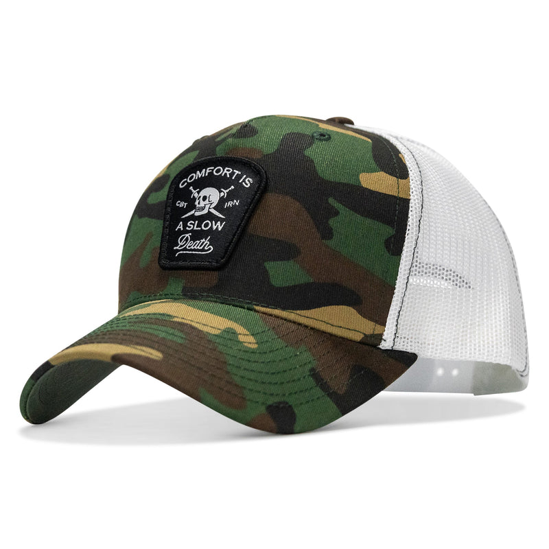 Load image into Gallery viewer, Comfort Is A Slow Death Patch Snapback Hat