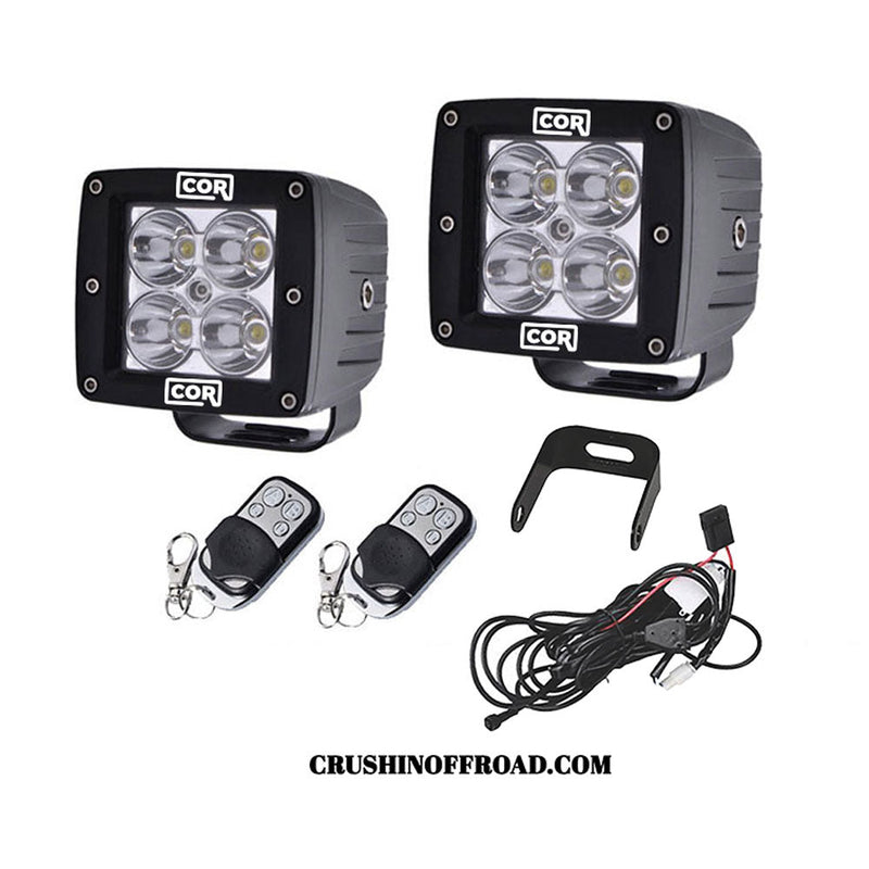 Load image into Gallery viewer, 2" Amber-White Dual Color Square Pod LED Spot-Strobing Kit, with Remote