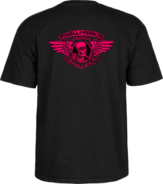 Powell Peralta Winged Ripper T-Shirt - Pink Blacklight Black