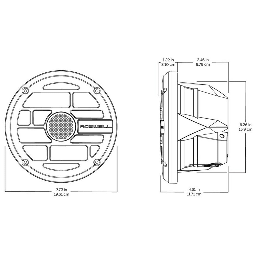Roswell R Series 6.5” Marine Speakers - Anthracite Grille - 60W RMS & 120W Peak Power - Skoutley Outdoors LLC