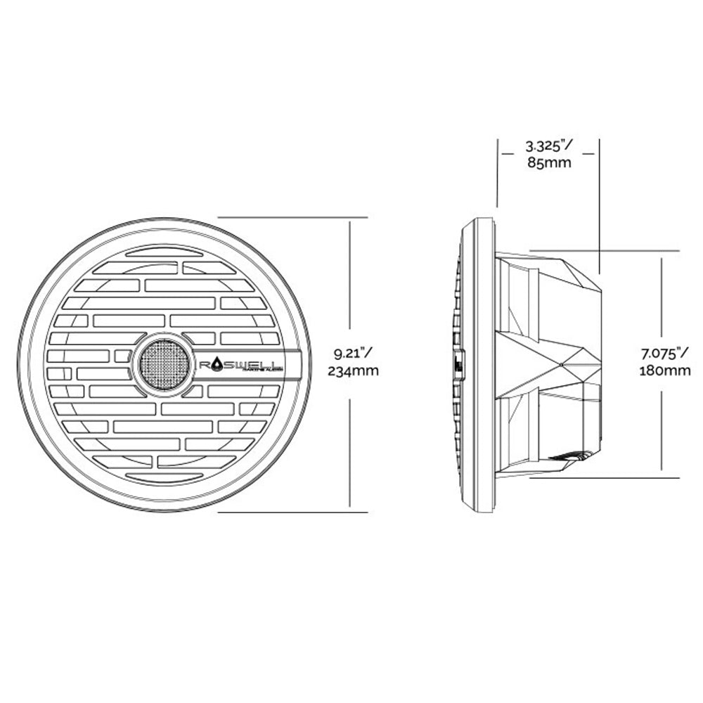 Roswell R1 8” Marine Speakers - White - 100W RMS & 200W Peak Power - Skoutley Outdoors LLC