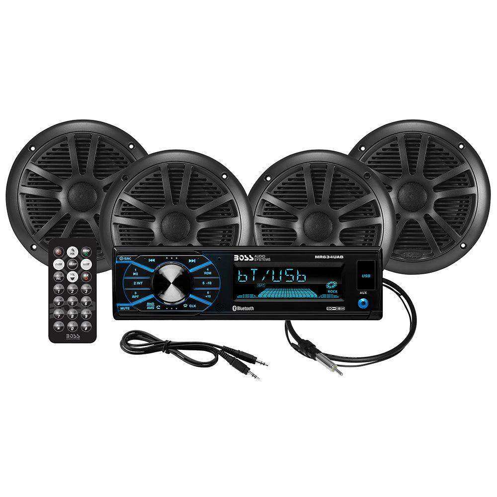 Boss Audio MCBK634B.64 Kit w/MR634UAB, 4 MR6B Speakers, & MRANT10 Antenna - Skoutley Outdoors LLC