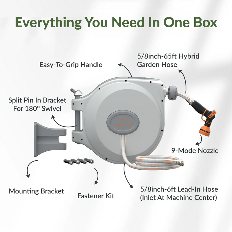 Load image into Gallery viewer, Retractable Garden Hose Reel-5/8 in-65ft