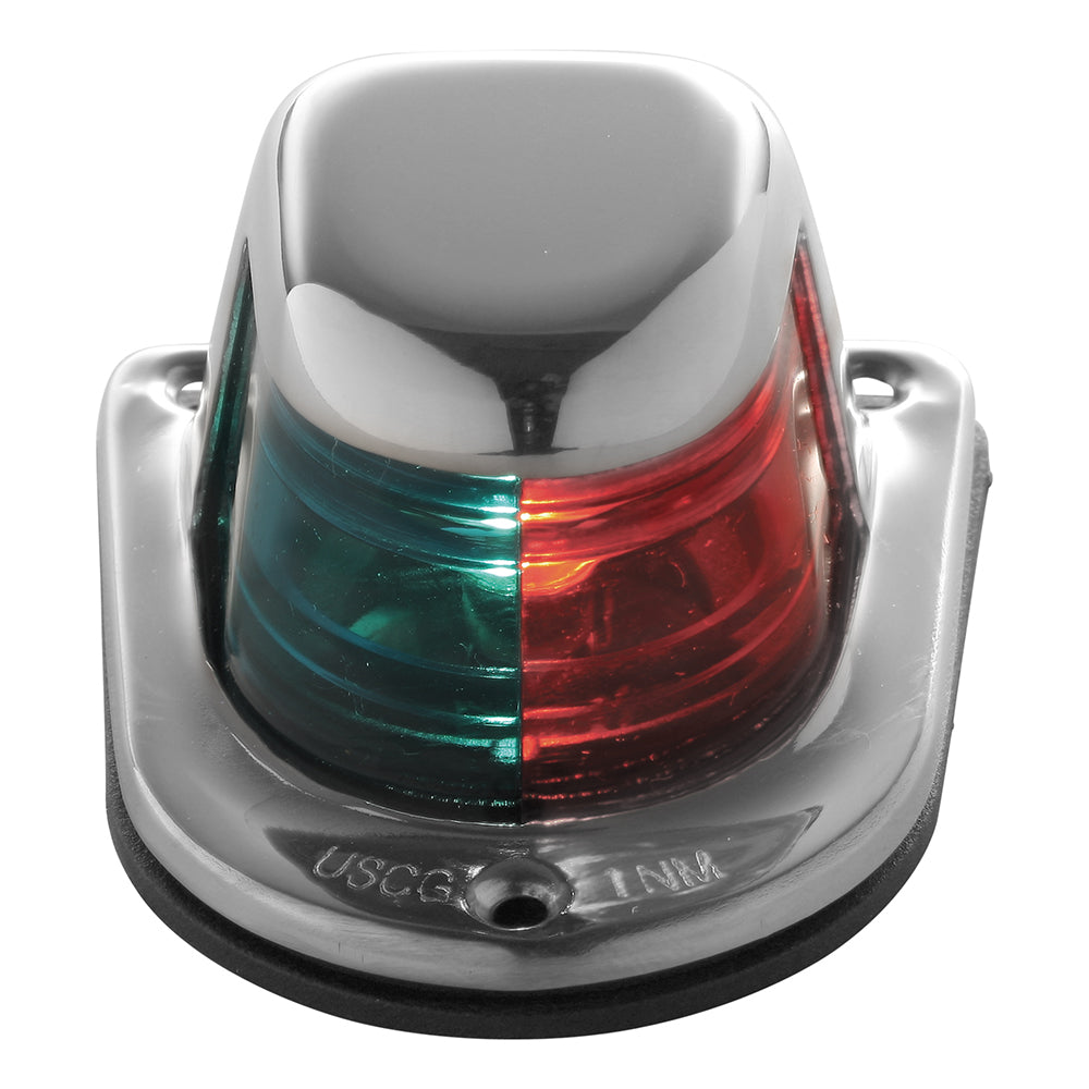 Attwood 1-Mile Deck Mount, Bi-Color Red/Green Combo Sidelight - 12V - Stainless Steel Housing - Skoutley Outdoors LLC