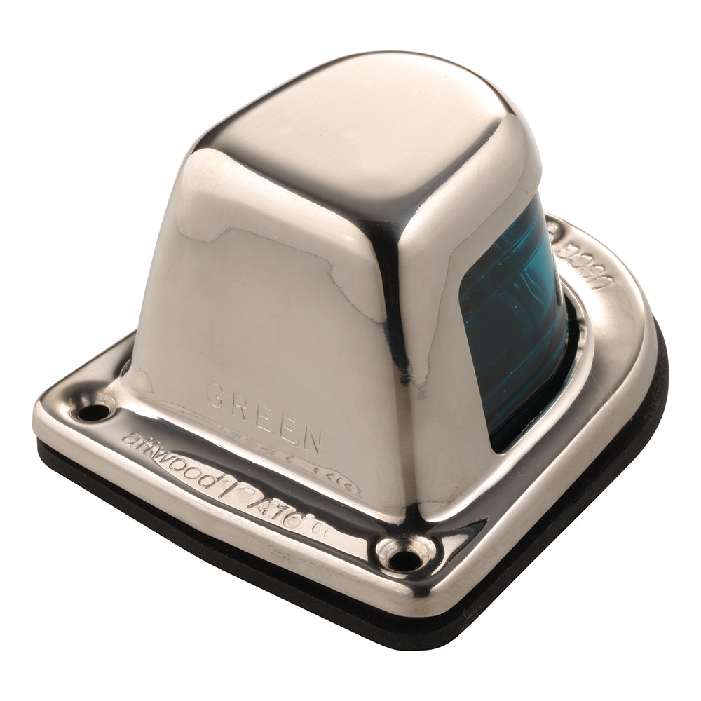 Attwood 1-Mile Deck Mount, Green Sidelight - 12V - Stainless Steel Housing - Skoutley Outdoors LLC