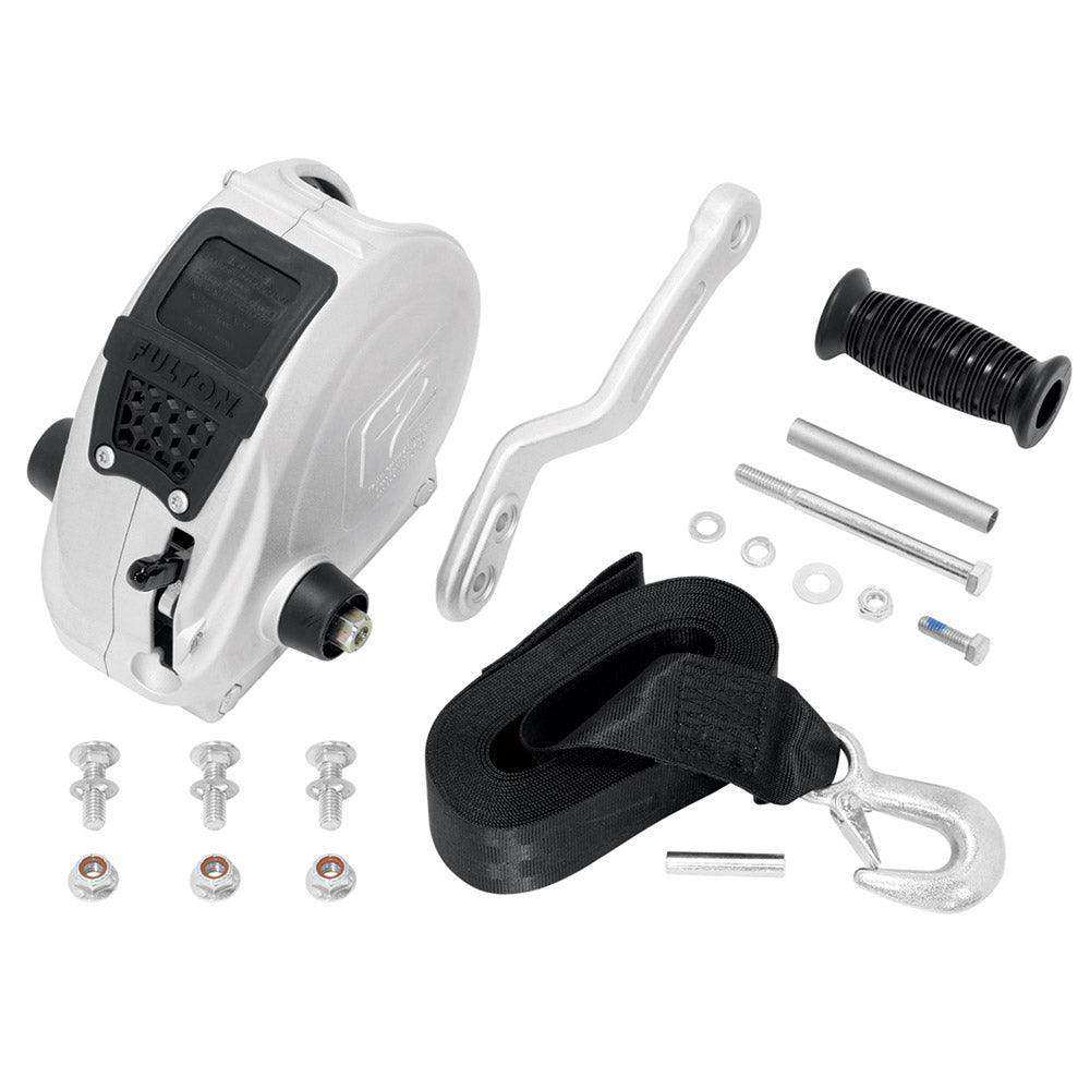Fulton F2 Trailer Winch 1,600 lbs. - Single Speed w/Strap, Sharkskin Finish - Skoutley Outdoors LLC