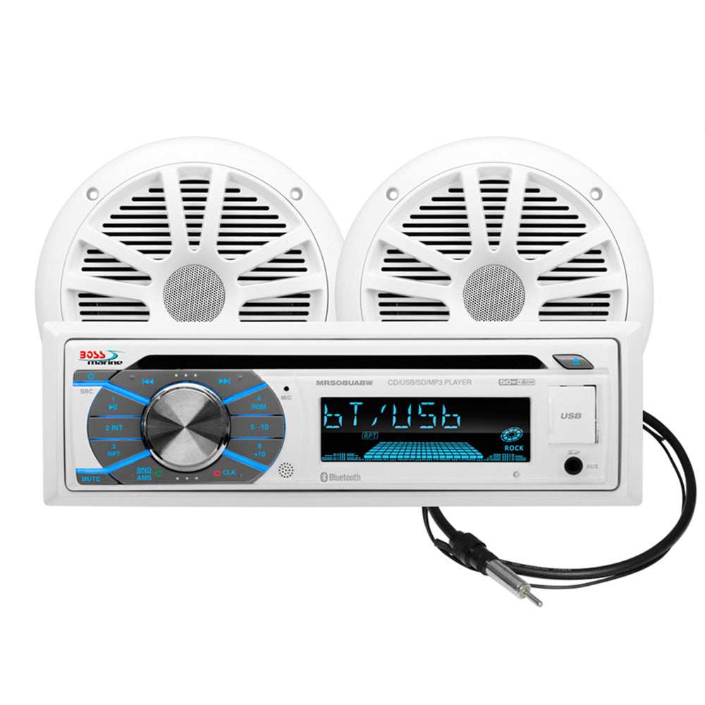 Boss Audio MCK508WB.6 Marine Stereo & 6.5" Speaker Kit - White - Skoutley Outdoors LLC