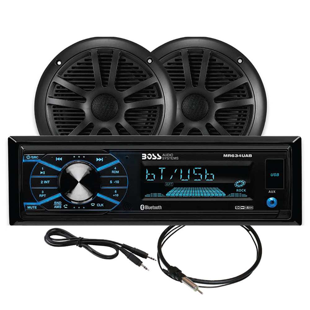 Boss Audio MCBK634B.6 Marine Stereo & 6.5" Speaker Kit - Black - Skoutley Outdoors LLC
