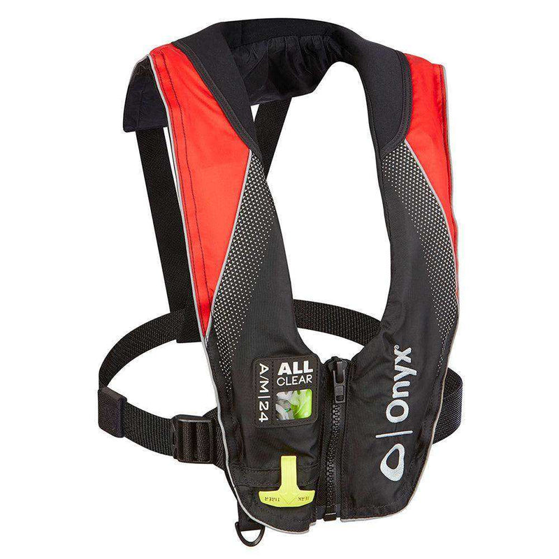 Load image into Gallery viewer, Onyx A/M-24 Series All Clear Automatic/Manual Inflatable Life Jacket - Black/Red - Adult - Skoutley Outdoors LLC
