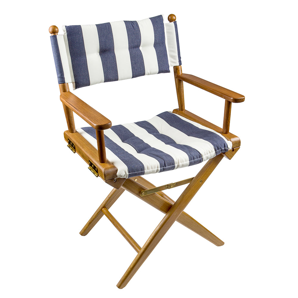 Whitecap Director's Chair w/Navy & White Cushion - Teak - Skoutley Outdoors LLC