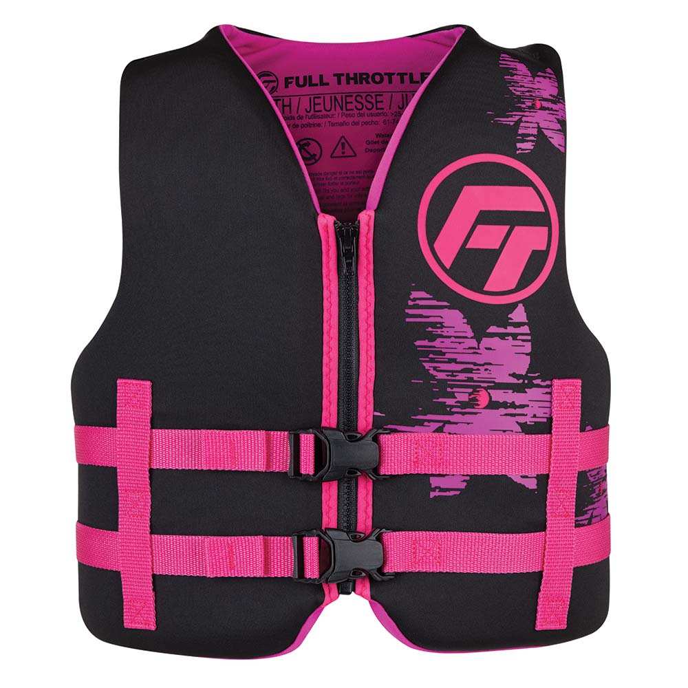Full Throttle Youth Rapid-Dry Life Jacket - Pink/Black - Skoutley Outdoors LLC