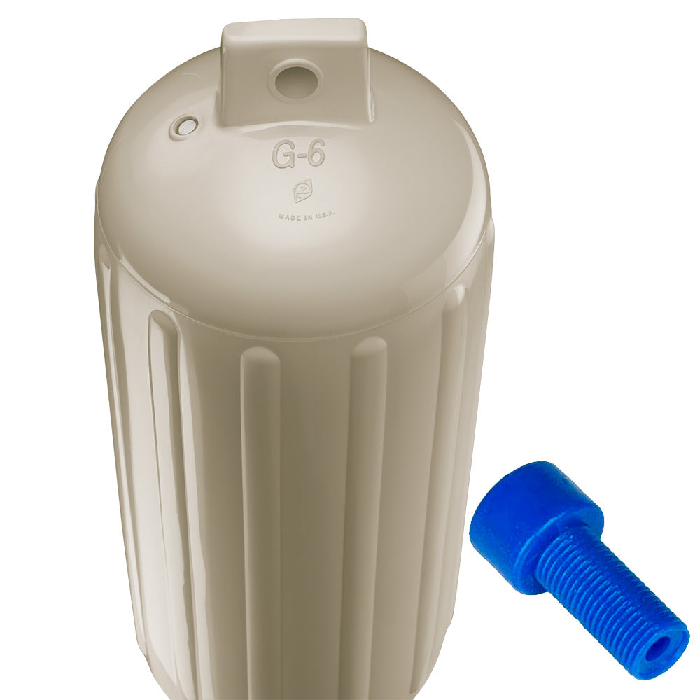 Polyform G-6 Twin Eye Fender 11" x 30" - Sand w/Adapter - Skoutley Outdoors LLC