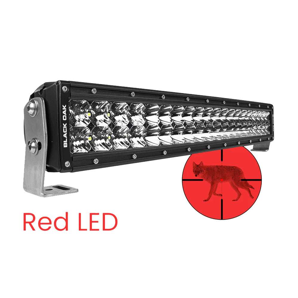 Black Oak 20" Curved Double Row Red LED Predator Hunting Light Bar - Combo Optics - Black Housing - Pro Series 3.0 - Skoutley Outdoors LLC
